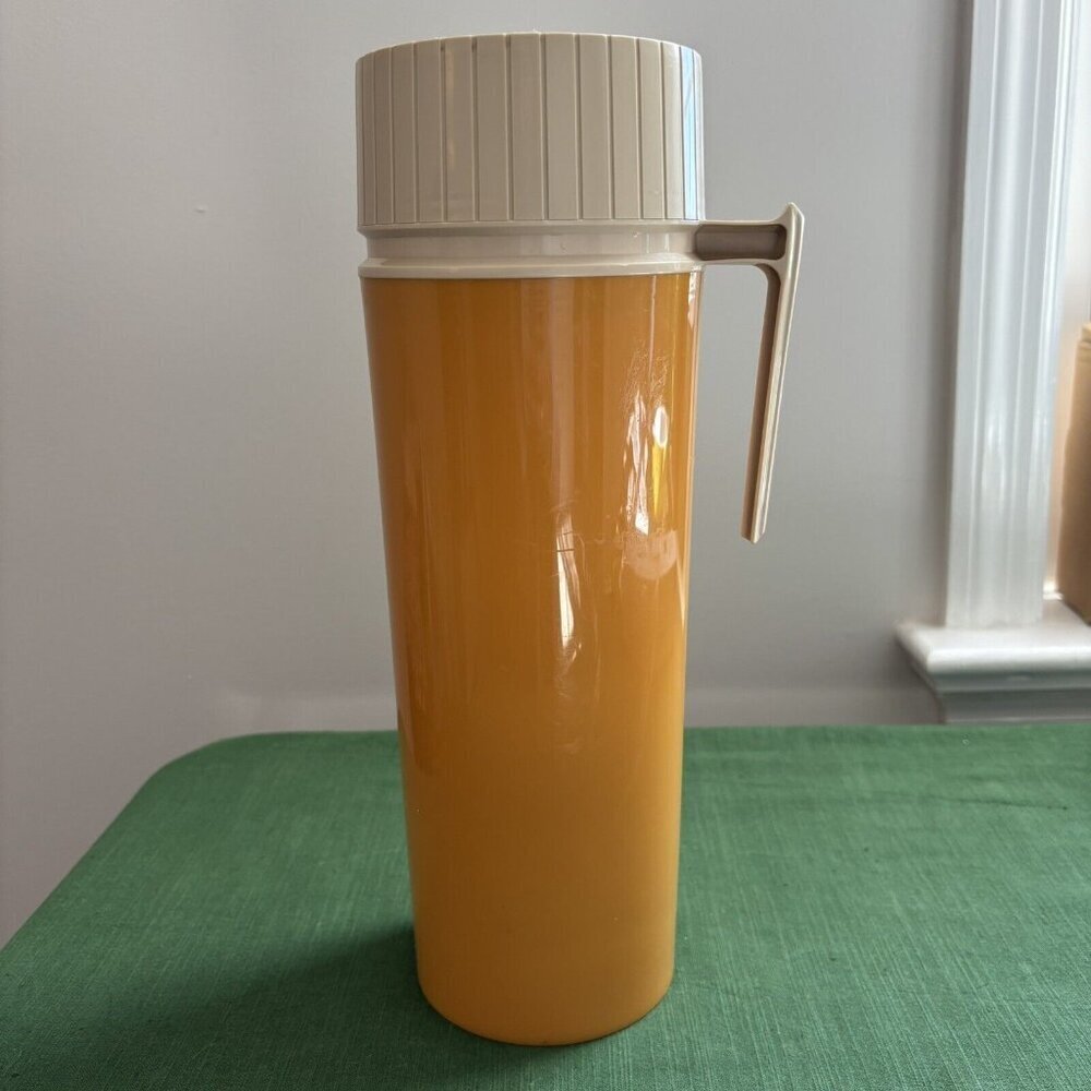 THERMOS KING Seeley Wide Mouth 24 OZ Yellow 7402 Removable Liner Stopper Vintage